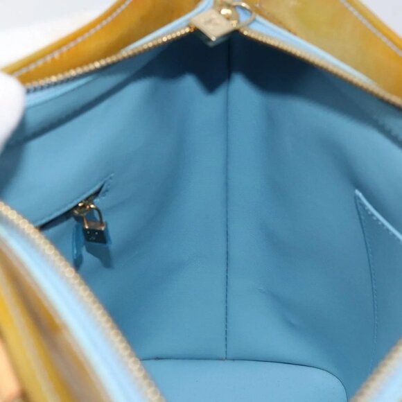 LOUIS VUITTON Monogram Vernis Houston Hand Bag Baby Blue M91005 LV Auth 150110 - Picture 12 of 16